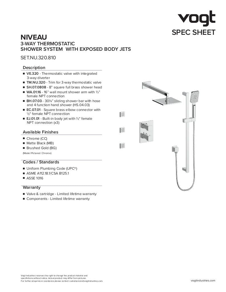 NIVEAU 3-WAY TH SHOWER KIT WITH BODY JETS
