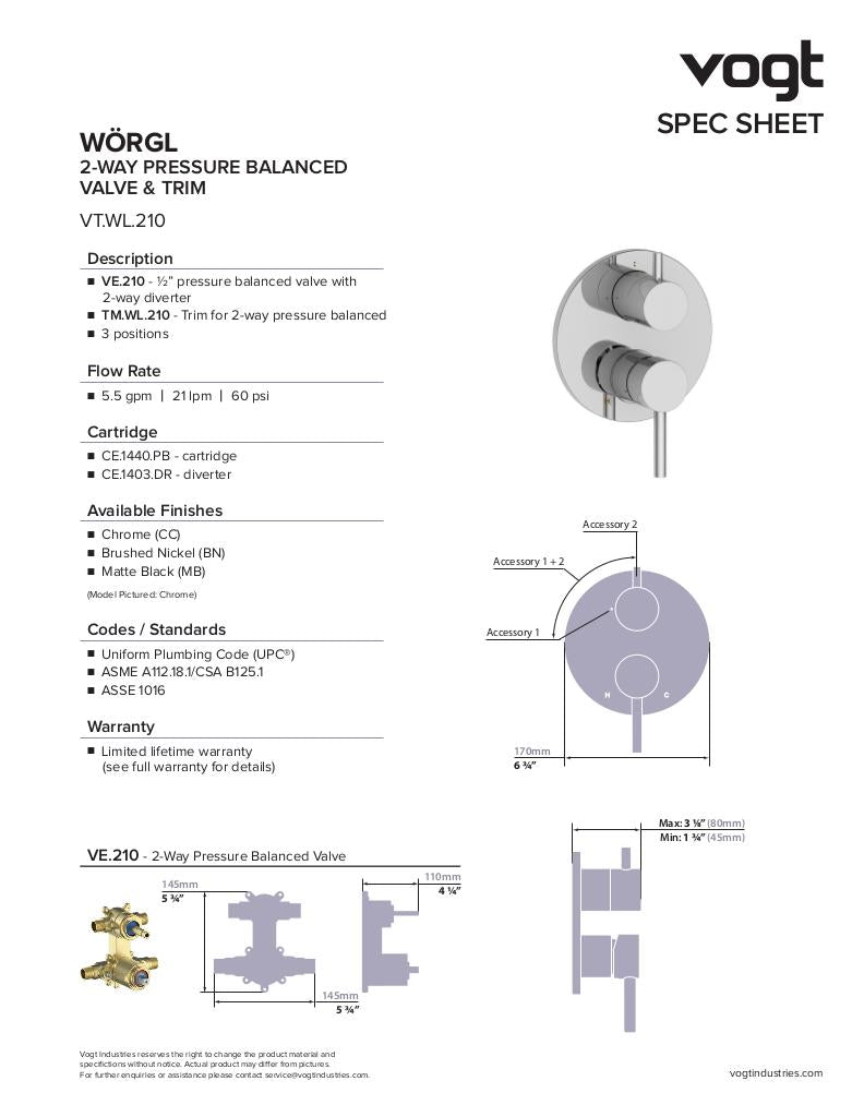 WORGL 2-WAY PB SHOWER KIT