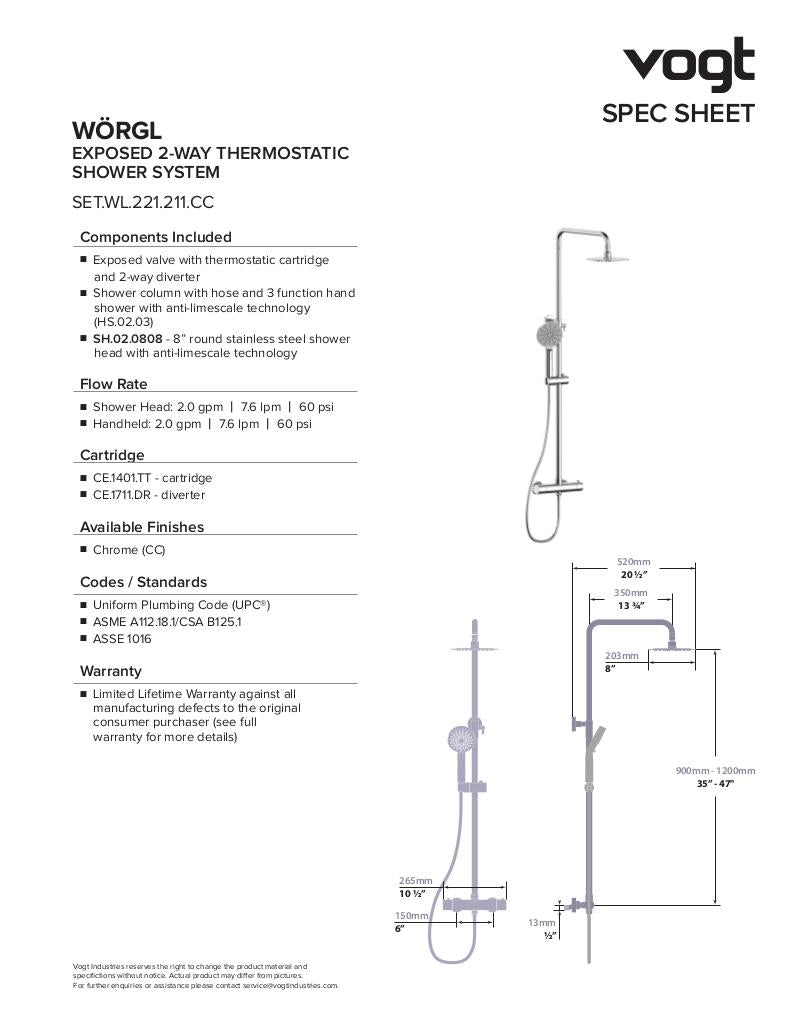 WORGL EXPOSED 2-WAY TH SHOWER KIT