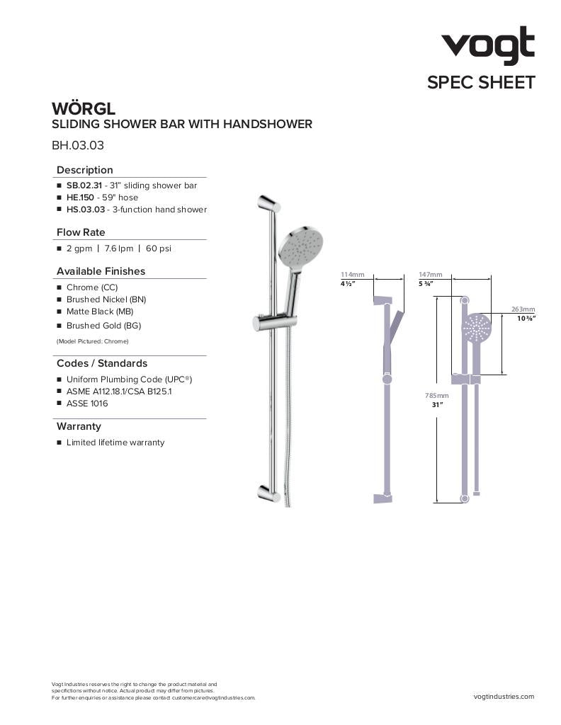 WORGL 3-WAY TH SHOWER KIT WITH BODY JETS