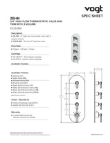 ZEHN 3/4" HIGH-FLOW TH SHOWER KIT WITH BODY JETS AND 6" CEILING ARM