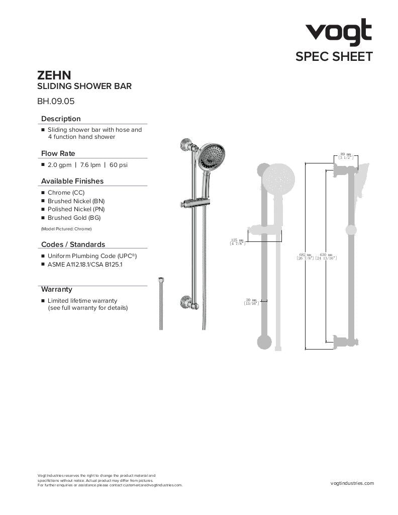 ZEHN 3/4" HIGH-FLOW TH SHOWER KIT WITH BODY JETS AND 6" CEILING ARM