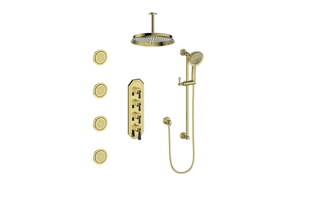 CARINTHIA 3/4" HIGH-FLOW TH SHOWER KIT WITH BODY JETS AND 6" CEILING ARM