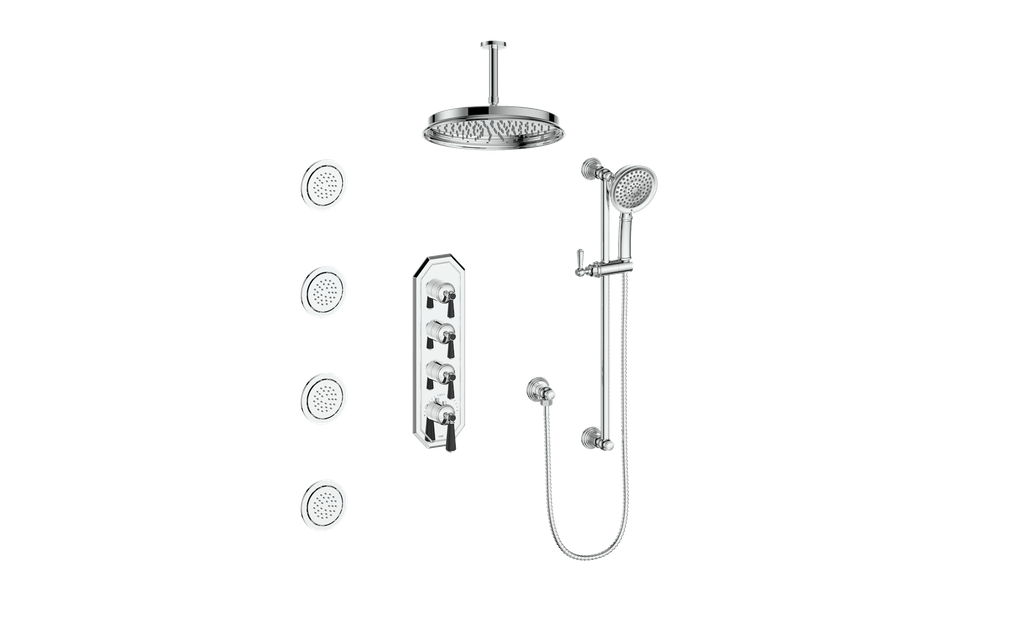 CARINTHIA 3/4" HIGH-FLOW TH SHOWER KIT WITH BODY JETS AND 6" CEILING ARM