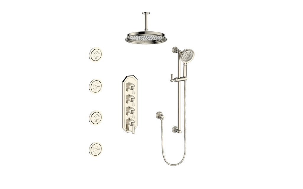 CARINTHIA 3/4" HIGH-FLOW TH SHOWER KIT WITH BODY JETS AND 6" CEILING ARM