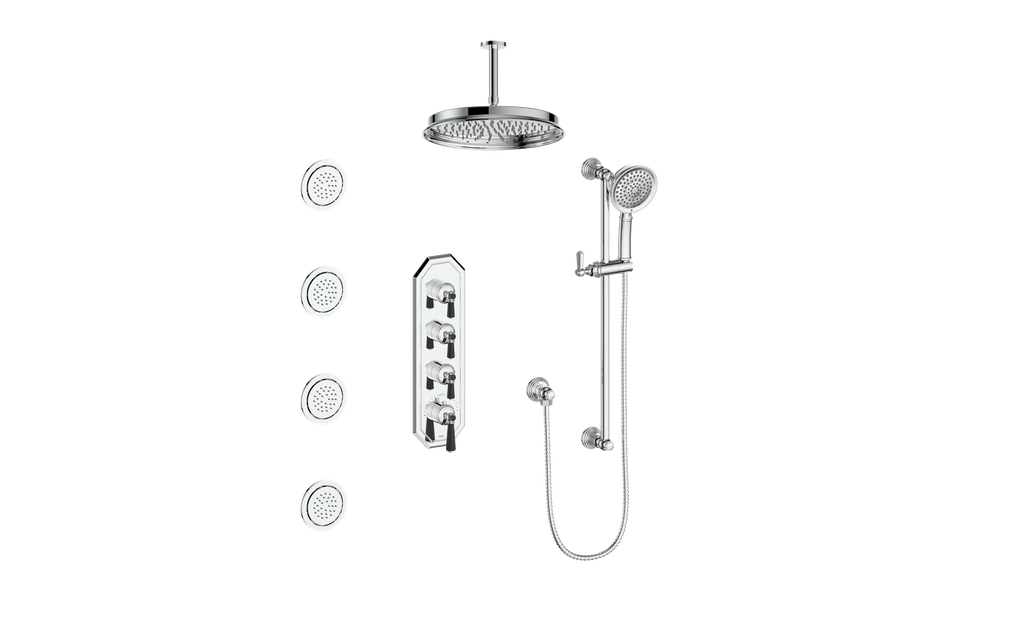 CARINTHIA 3/4" HIGH-FLOW TH SHOWER KIT WITH BODY JETS AND 6" CEILING ARM