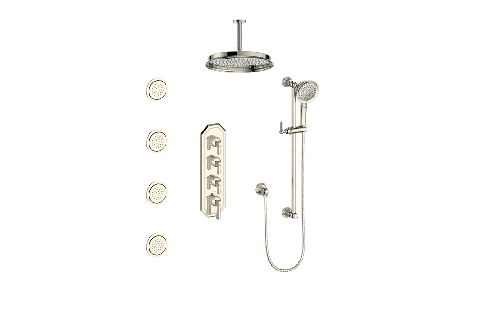 CARINTHIA 3/4" HIGH-FLOW TH SHOWER KIT WITH BODY JETS AND 6" CEILING ARM