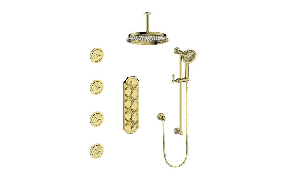 CARINTHIA 3/4" HIGH-FLOW TH SHOWER KIT WITH BODY JETS AND 6" CEILING ARM