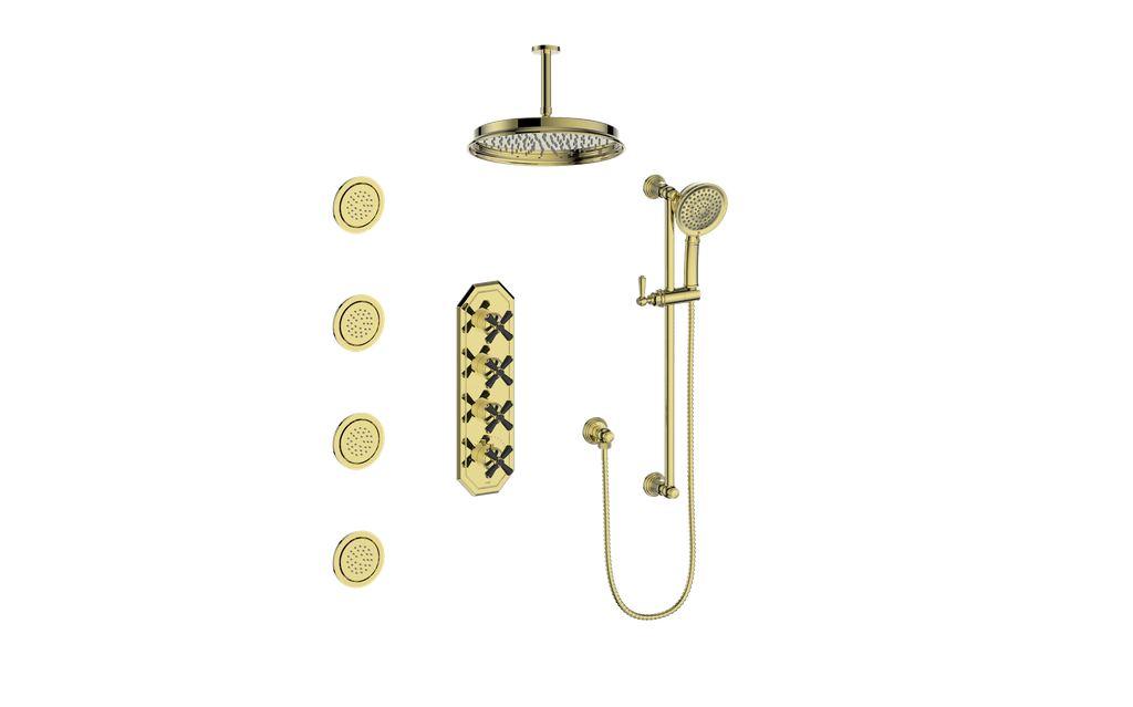 CARINTHIA 3/4" HIGH-FLOW TH SHOWER KIT WITH BODY JETS AND 6" CEILING ARM