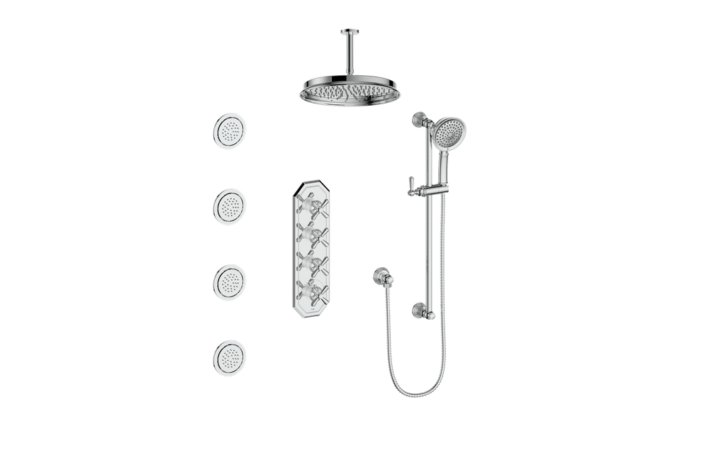 CARINTHIA 3/4" HIGH-FLOW TH SHOWER KIT WITH BODY JETS AND 6" CEILING ARM
