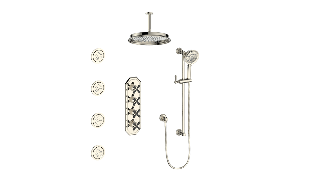 CARINTHIA 3/4" HIGH-FLOW TH SHOWER KIT WITH BODY JETS AND 6" CEILING ARM
