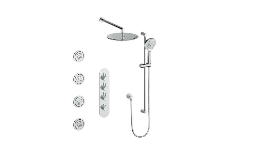 WORGL 3/4" HIGH-FLOW TH SHOWER KIT WITH BODY JETS