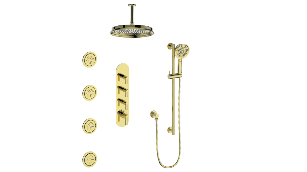 ZEHN 3/4" HIGH-FLOW TH SHOWER KIT WITH BODY JETS AND 6" CEILING ARM