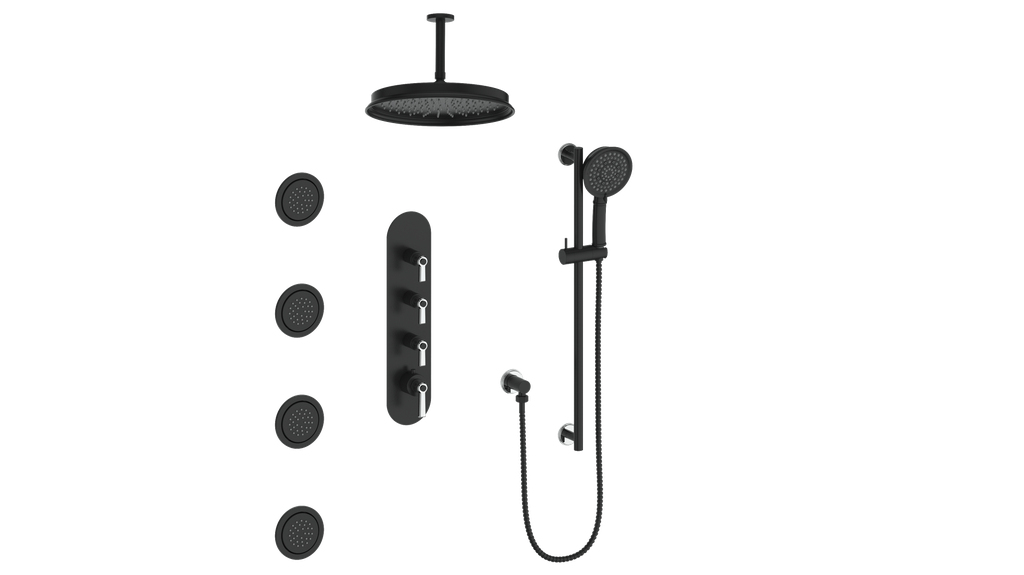 ZEHN 3/4" HIGH-FLOW TH SHOWER KIT WITH BODY JETS AND 6" CEILING ARM