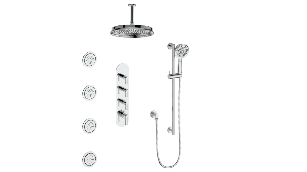 ZEHN 3/4" HIGH-FLOW TH SHOWER KIT WITH BODY JETS AND 6" CEILING ARM