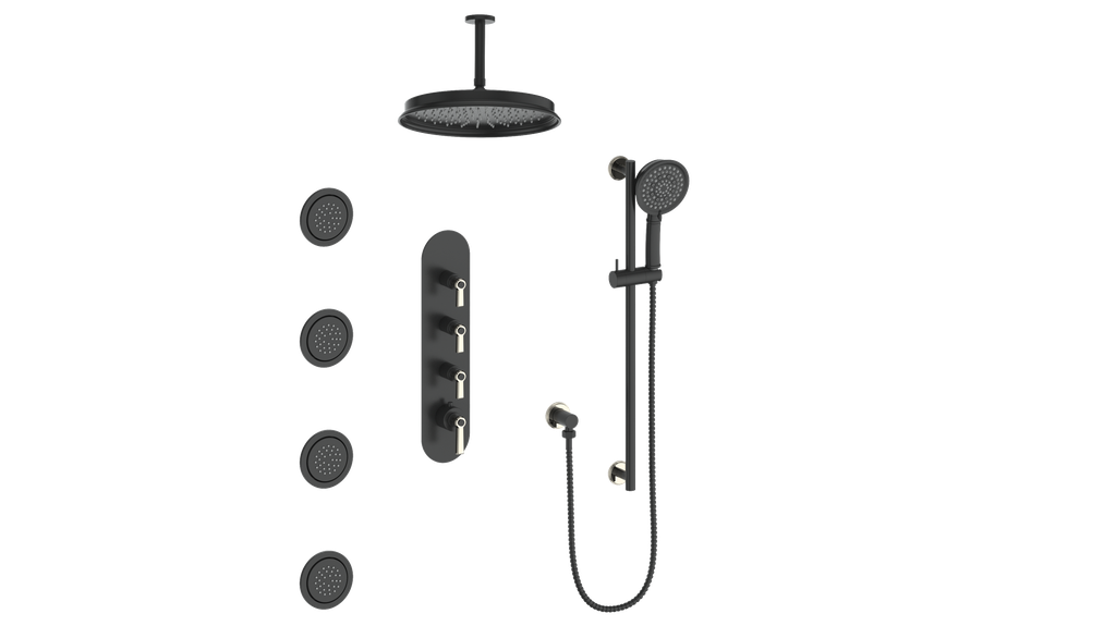ZEHN 3/4" HIGH-FLOW TH SHOWER KIT WITH BODY JETS AND 6" CEILING ARM
