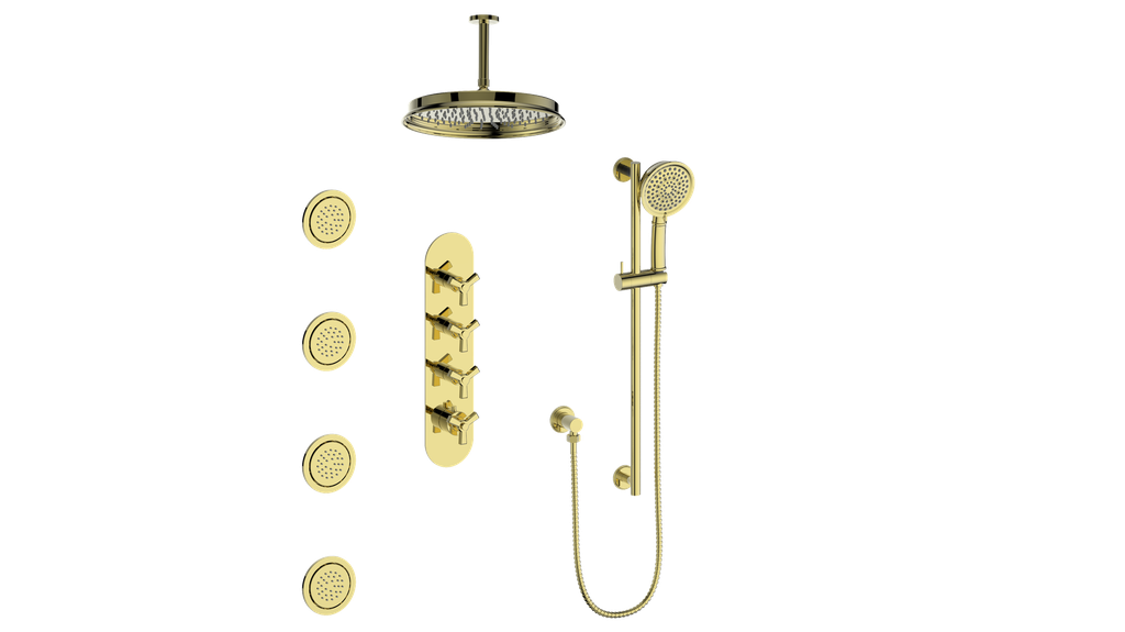 ZEHN 3/4" HIGH-FLOW TH SHOWER KIT WITH BODY JETS AND 6" CEILING ARM