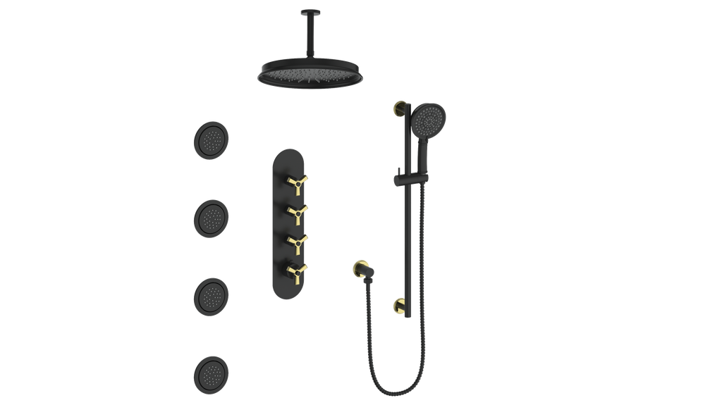 ZEHN 3/4" HIGH-FLOW TH SHOWER KIT WITH BODY JETS AND 6" CEILING ARM