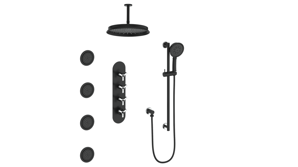 ZEHN 3/4" HIGH-FLOW TH SHOWER KIT WITH BODY JETS AND 6" CEILING ARM