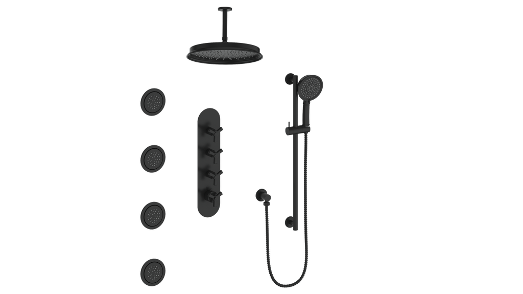 ZEHN 3/4" HIGH-FLOW TH SHOWER KIT WITH BODY JETS AND 6" CEILING ARM