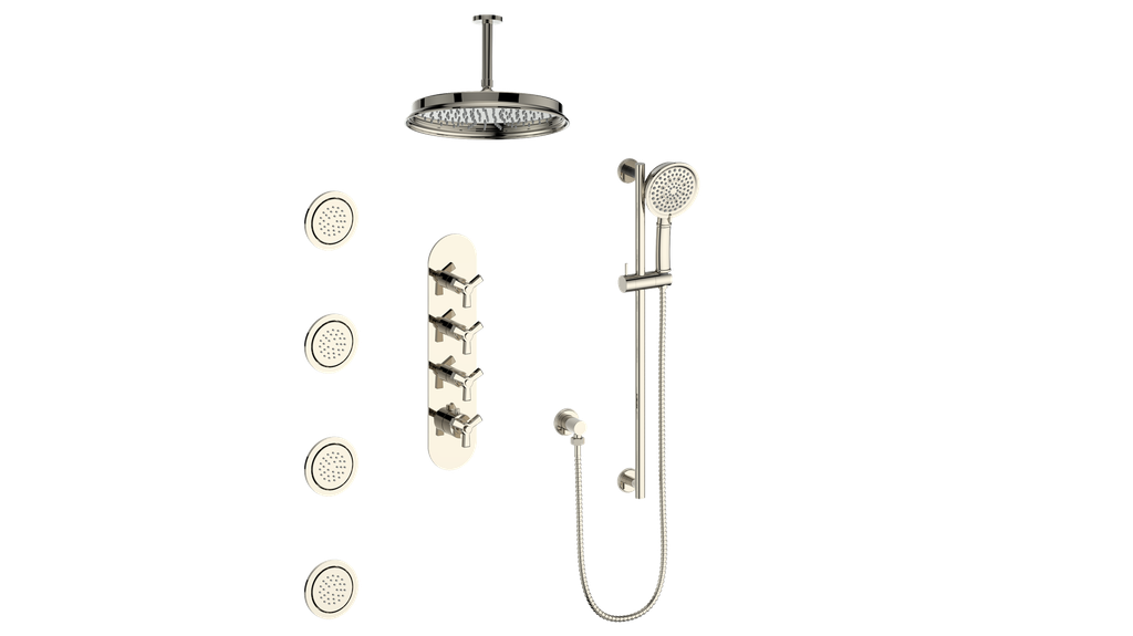 ZEHN 3/4" HIGH-FLOW TH SHOWER KIT WITH BODY JETS AND 6" CEILING ARM