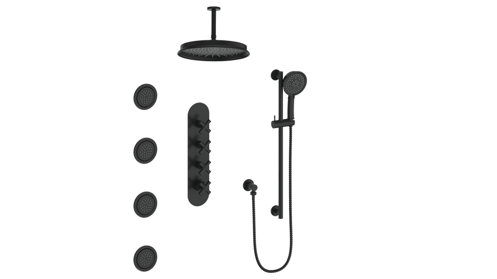 ZEHN 3/4" HIGH-FLOW TH SHOWER KIT WITH BODY JETS AND 6" CEILING ARM