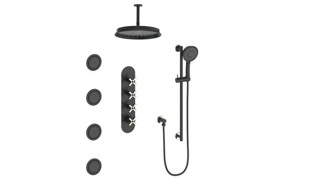 ZEHN 3/4" HIGH-FLOW TH SHOWER KIT WITH BODY JETS AND 6" CEILING ARM