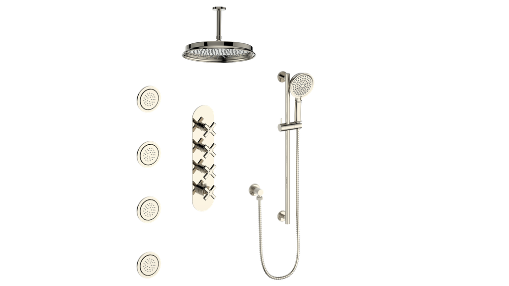 ZEHN 3/4" HIGH-FLOW TH SHOWER KIT WITH BODY JETS AND 6" CEILING ARM