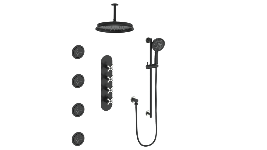 ZEHN 3/4" HIGH-FLOW TH SHOWER KIT WITH BODY JETS AND 6" CEILING ARM