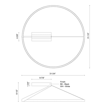 Kuzco Roda 31-in Semi-Flush Mount