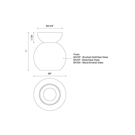 Kuzco Arcadia 6-in Semi-Flush Mount