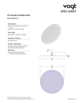 16" ROUND STAINLESS STEEL SHOWER HEAD