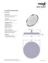 ZEHN 12" BRASS SHOWER HEAD