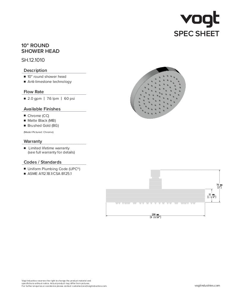 MOND 10" SHOWER HEAD