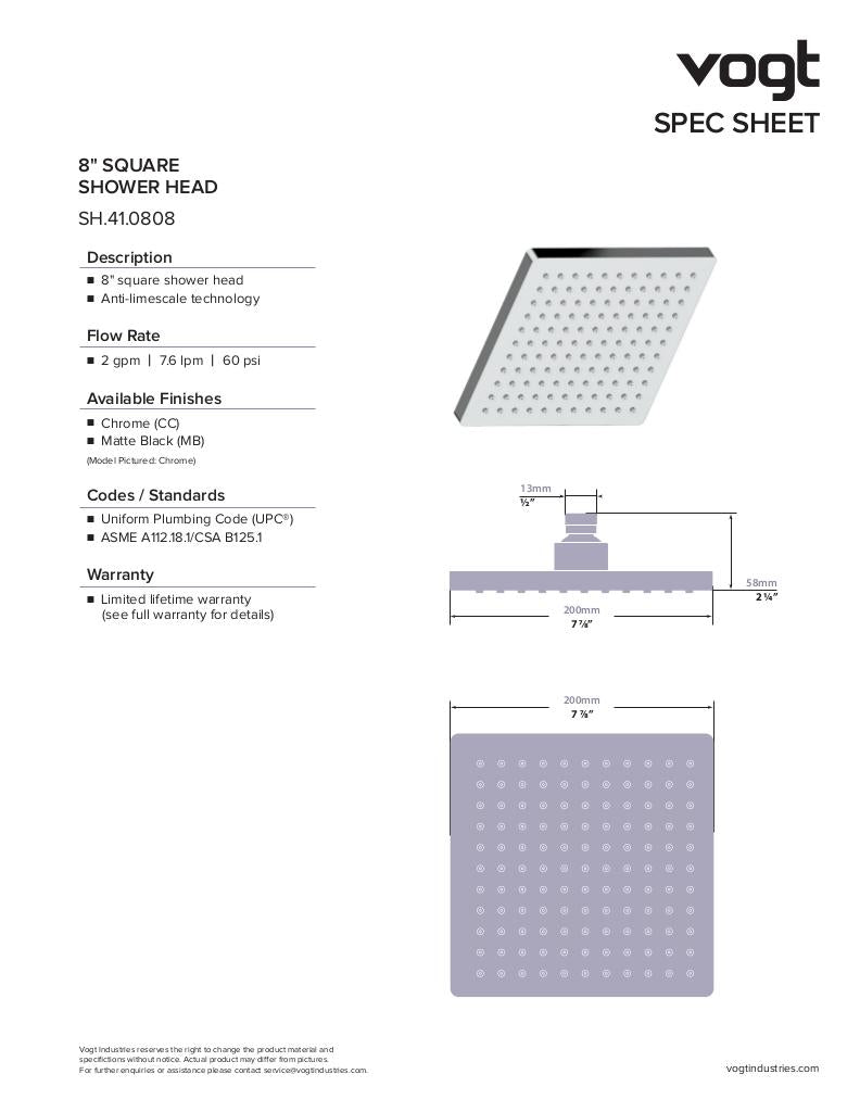 8" SQUARE SHOWER HEAD