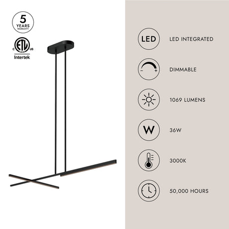 Kuzco Shift 48-in Linear Pendant