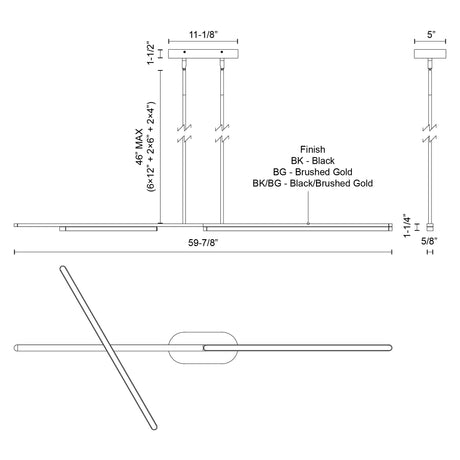 Kuzco Shift 60-in Linear Pendant