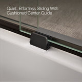 Levity® 56-5/8"-59-5/8" W x 59-3/4" H bypass bath door with 1/4"-thick Crystal Clear glass