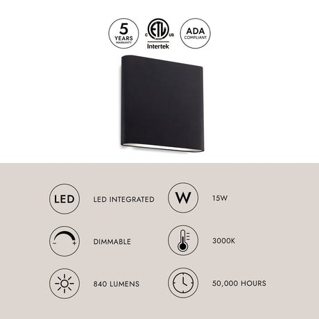 Kuzco Slate 6-in All-terior Up/Down Wall Light
