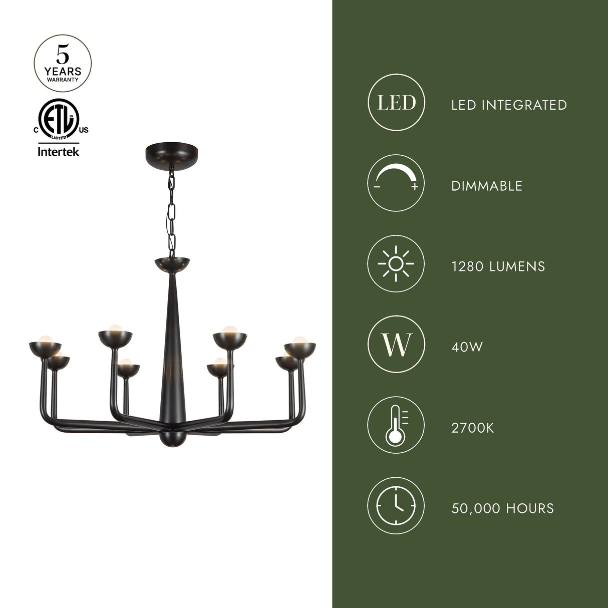 Alora Spade 30-in Chandelier