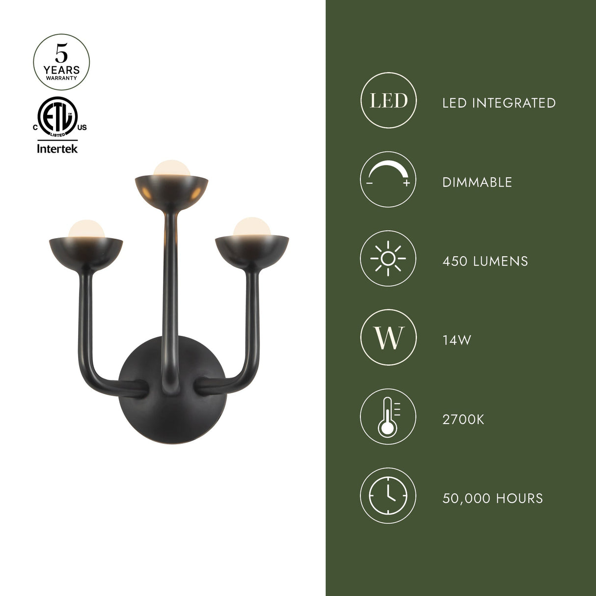 Alora Spade 11-in Wall/Vanity Light