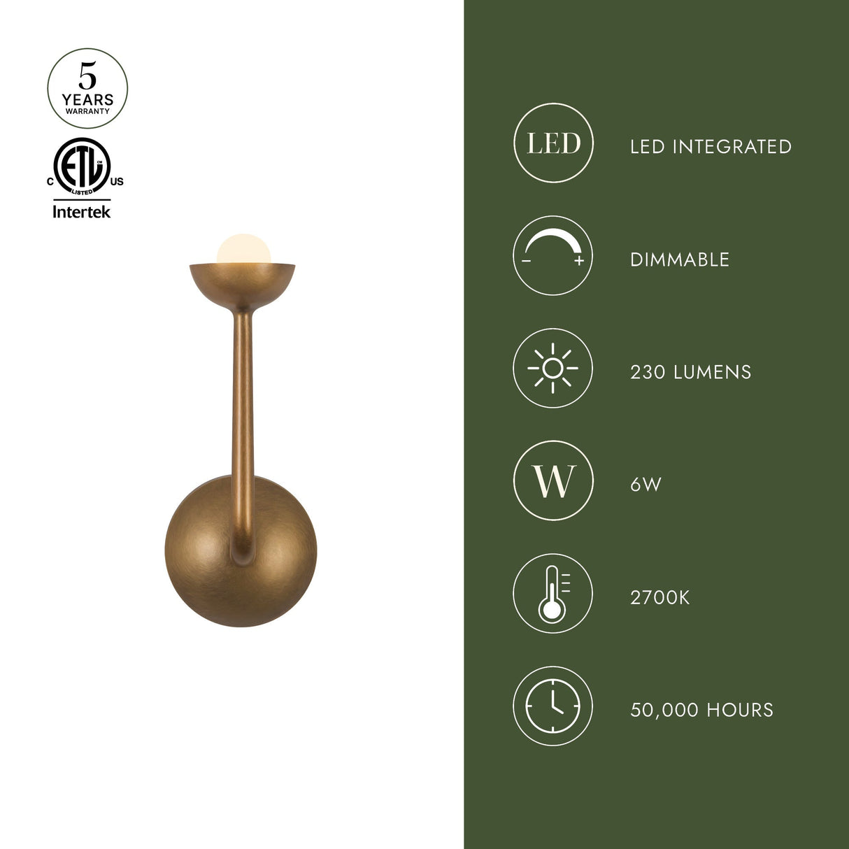 Alora Spade 3-in Wall/Vanity Light