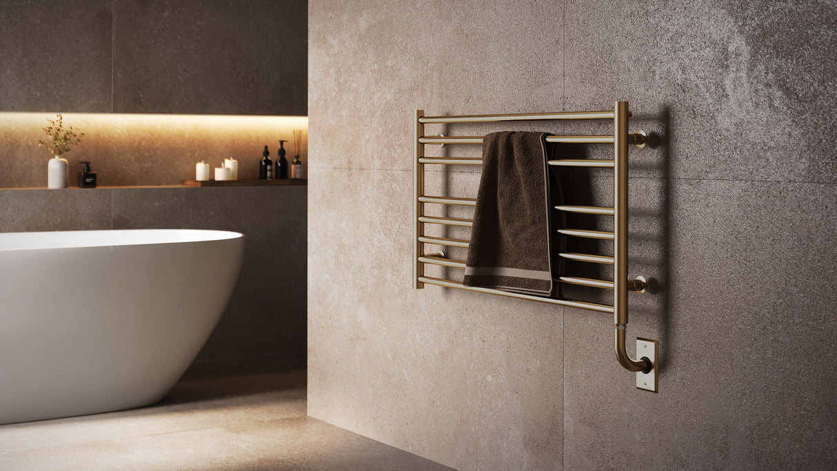 19.5"x31" Tuzio Sorano Towel Warmer in a bathroom setting