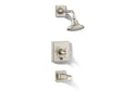 Pinstripe® Pure Rite-Temp® bath and shower trim kit with push-button diverter and cross handle, 2.5 gpm