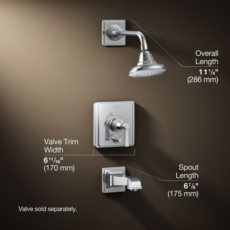 Pinstripe® Pure Rite-Temp® bath and shower trim kit with push-button diverter and lever handle, 2.5 gpm