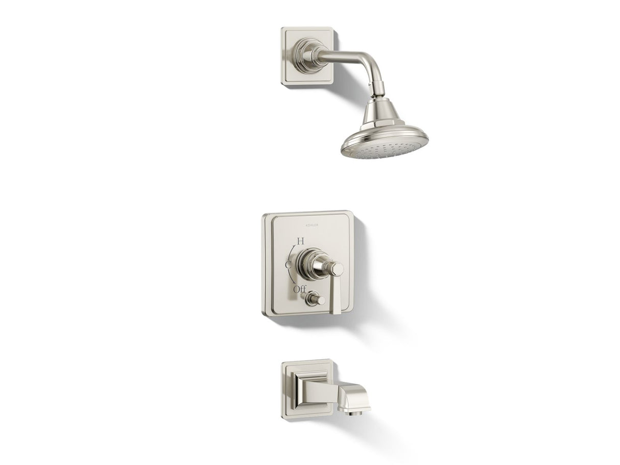 Pinstripe® Pure Rite-Temp® bath and shower trim kit with push-button diverter and lever handle, 2.5 gpm