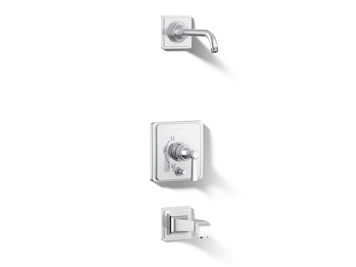 Pinstripe® Pure Rite-Temp® bath and shower trim kit with push-button diverter and lever handle, without showerhead