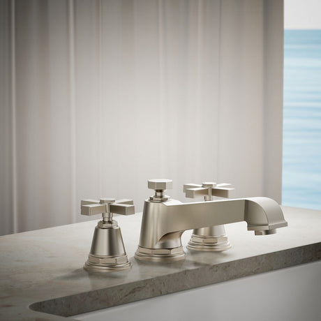 Pinstripe® Pure Deck-mount bath faucet trim with cross handles