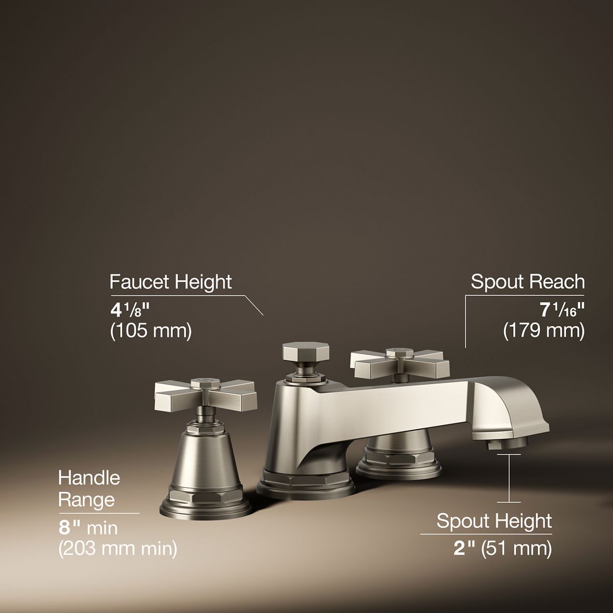 Pinstripe® Pure Deck-mount bath faucet trim with cross handles