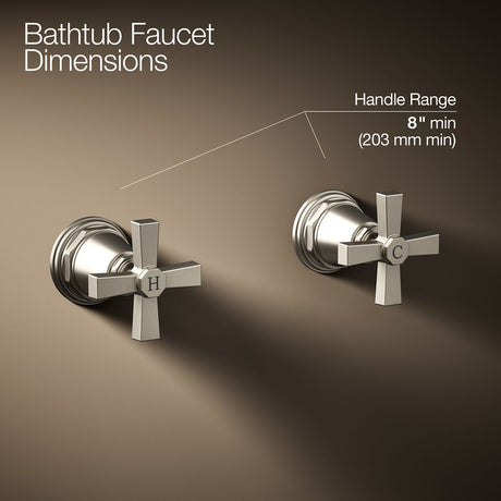 Pinstripe® Pure Deck-mount bath faucet handle trim with Cross design